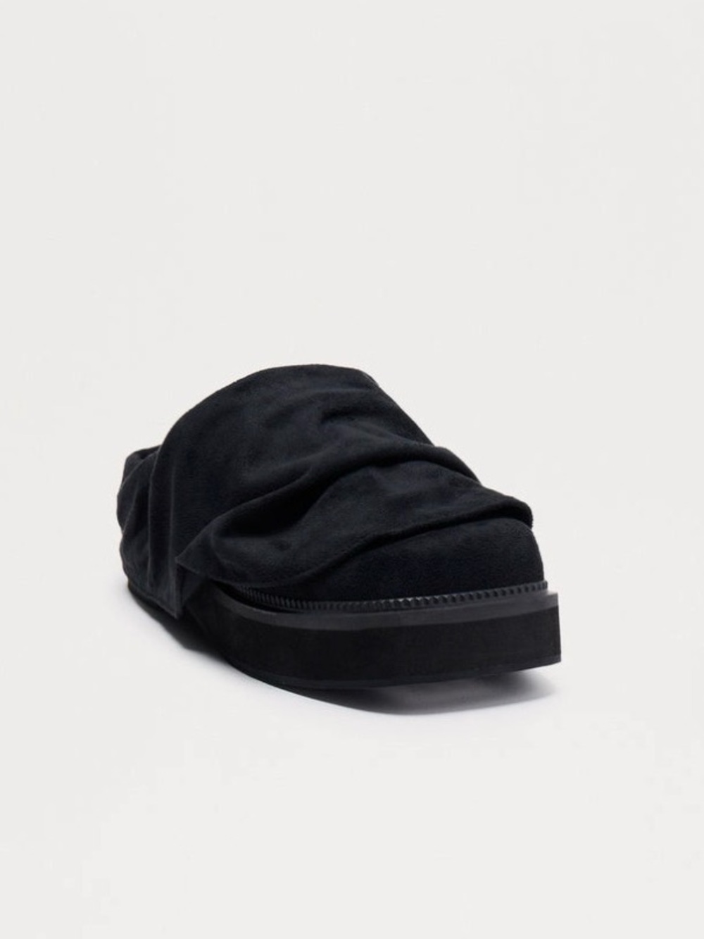 Fashion Nova Black Ruched Slip-On Mule